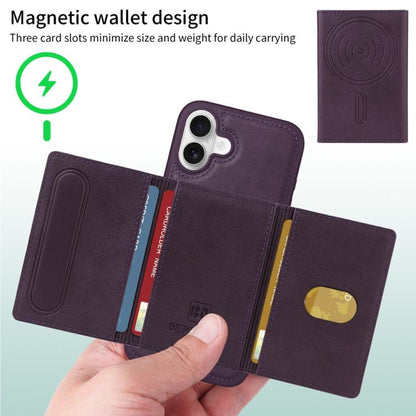 For iPhone 16 Plus BETOPNICE Horizontal Flip Detachable MagSafe Wallet Phone Case(Purple) - iPhone 16 Plus Cases by BETOPNICE | Online Shopping UK | buy2fix