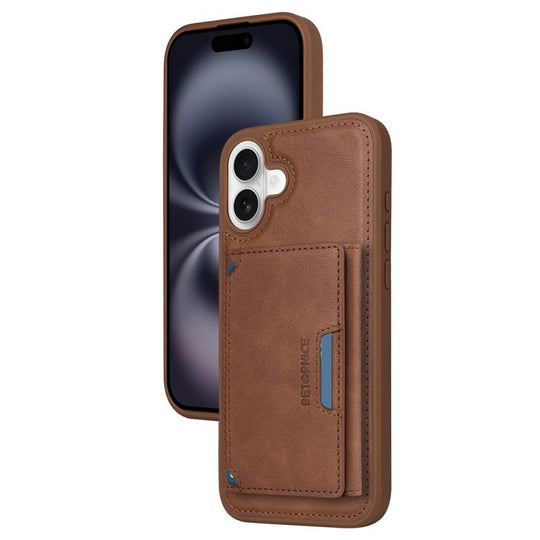 For iPhone 16 Plus BETOPNICE Horizontal Flip Detachable MagSafe Wallet Phone Case(Brown)