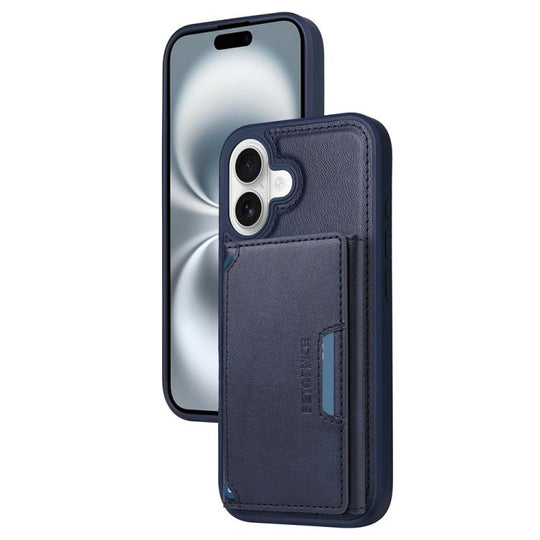 For iPhone 16 BETOPNICE Horizontal Flip Detachable MagSafe Wallet Phone Case(Blue)