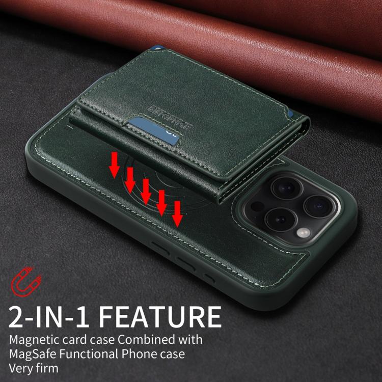 For iPhone 15 Pro BETOPNICE Horizontal Flip Detachable MagSafe Wallet Phone Case(Green) - iPhone 15 Pro Cases by BETOPNICE | Online Shopping UK | buy2fix