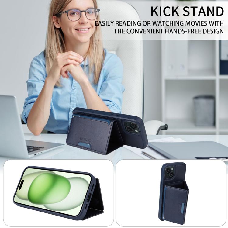 For iPhone 15 Plus BETOPNICE Horizontal Flip Detachable MagSafe Wallet Phone Case(Blue) - iPhone 15 Plus Cases by BETOPNICE | Online Shopping UK | buy2fix