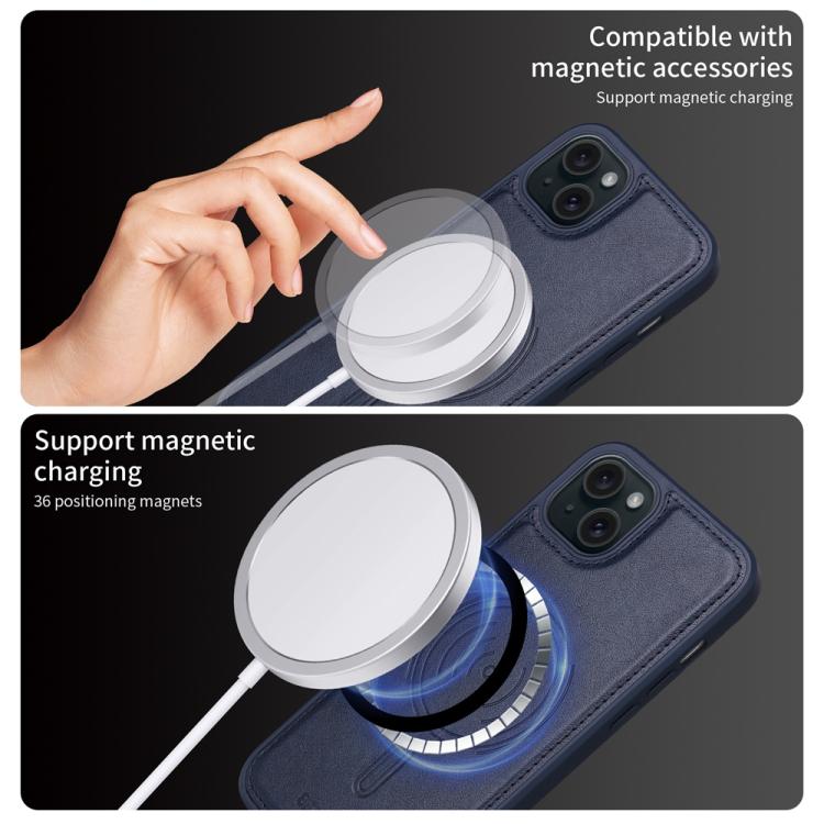 For iPhone 15 Plus BETOPNICE Horizontal Flip Detachable MagSafe Wallet Phone Case(Blue) - iPhone 15 Plus Cases by BETOPNICE | Online Shopping UK | buy2fix