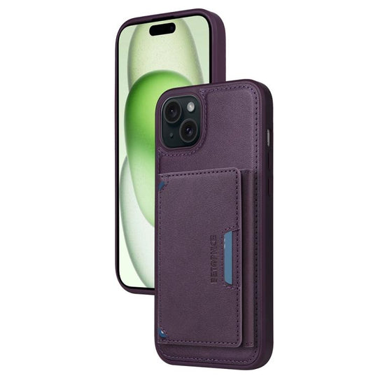 For iPhone 15 Plus BETOPNICE Horizontal Flip Detachable MagSafe Wallet Phone Case(Purple)
