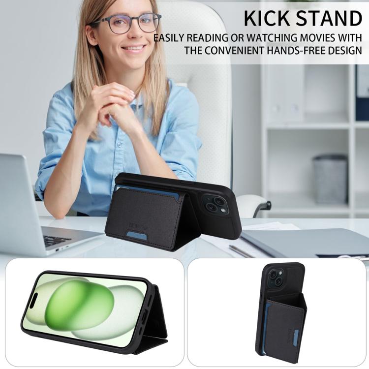 For iPhone 15 Plus BETOPNICE Horizontal Flip Detachable MagSafe Wallet Phone Case(Black) - iPhone 15 Plus Cases by BETOPNICE | Online Shopping UK | buy2fix