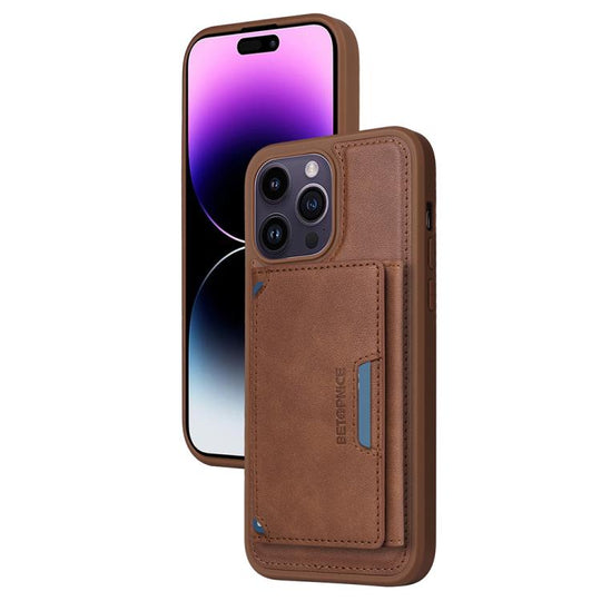 For iPhone 14 Pro Max BETOPNICE Horizontal Flip Detachable MagSafe Wallet Phone Case(Brown)