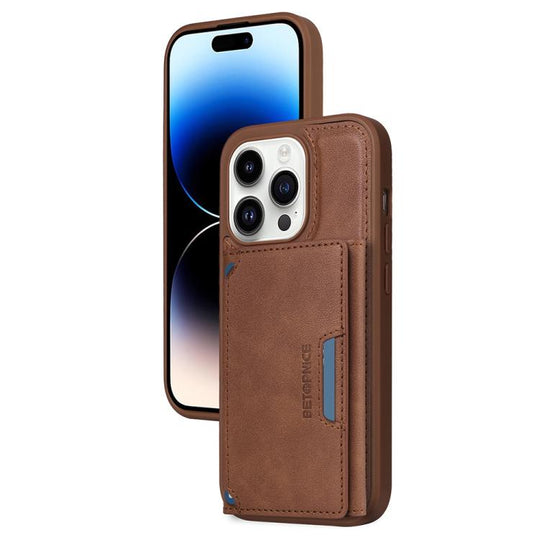 For iPhone 14 Pro BETOPNICE Horizontal Flip Detachable MagSafe Wallet Phone Case(Brown)