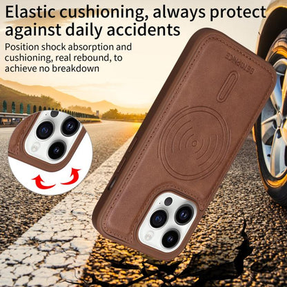For iPhone 14 Pro BETOPNICE Horizontal Flip Detachable MagSafe Wallet Phone Case(Brown) - iPhone 14 Pro Cases by BETOPNICE | Online Shopping UK | buy2fix