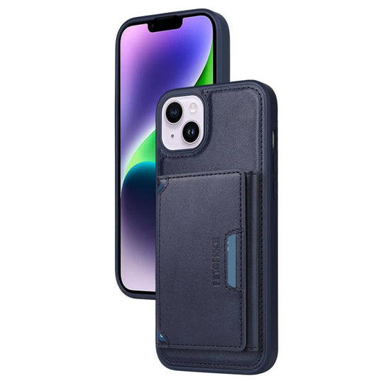 For iPhone 14 Plus BETOPNICE Horizontal Flip Detachable MagSafe Wallet Phone Case(Blue)
