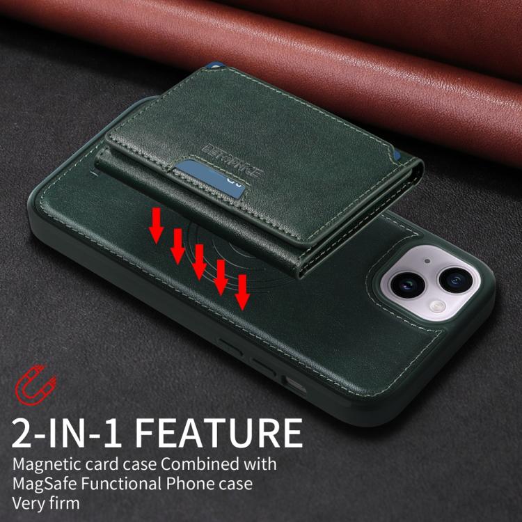 For iPhone 14 Plus BETOPNICE Horizontal Flip Detachable MagSafe Wallet Phone Case(Green) - iPhone 14 Plus Cases by BETOPNICE | Online Shopping UK | buy2fix