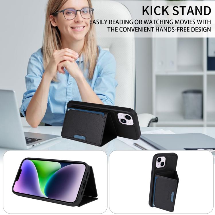 For iPhone 14 Plus BETOPNICE Horizontal Flip Detachable MagSafe Wallet Phone Case(Black) - iPhone 14 Plus Cases by BETOPNICE | Online Shopping UK | buy2fix