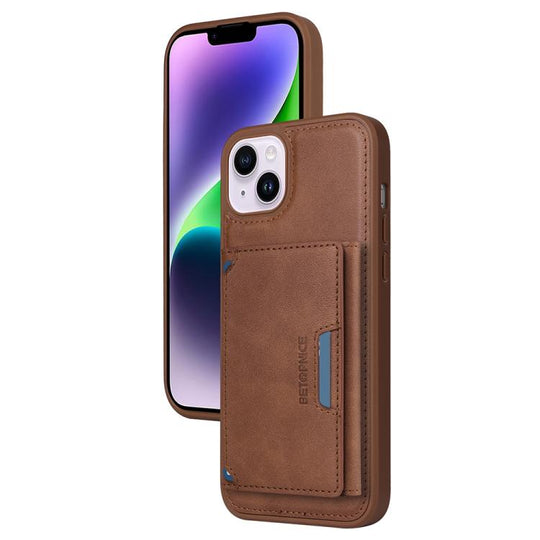 For iPhone 14 Plus BETOPNICE Horizontal Flip Detachable MagSafe Wallet Phone Case(Brown)