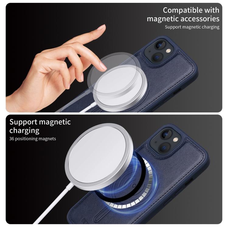 For iPhone 14 / 13 BETOPNICE Horizontal Flip Detachable MagSafe Wallet Phone Case(Blue) - iPhone 14 Cases by BETOPNICE | Online Shopping UK | buy2fix