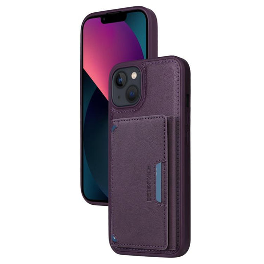 For iPhone 14 / 13 BETOPNICE Horizontal Flip Detachable MagSafe Wallet Phone Case(Purple)