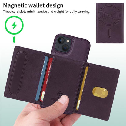 For iPhone 14 / 13 BETOPNICE Horizontal Flip Detachable MagSafe Wallet Phone Case(Purple) - iPhone 14 Cases by BETOPNICE | Online Shopping UK | buy2fix
