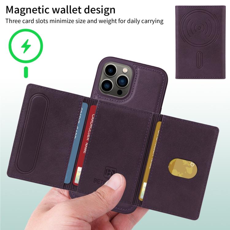For iPhone 13 Pro Max BETOPNICE Horizontal Flip Detachable MagSafe Wallet Phone Case(Purple) - iPhone 13 Pro Max Cases by BETOPNICE | Online Shopping UK | buy2fix