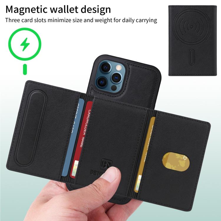 For iPhone 12 Pro Max BETOPNICE Horizontal Flip Detachable MagSafe Wallet Phone Case(Black) - iPhone 12 Pro Max Cases by BETOPNICE | Online Shopping UK | buy2fix