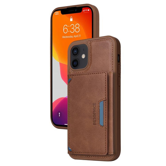 For iPhone 12 / 12 Pro BETOPNICE Horizontal Flip Detachable MagSafe Wallet Phone Case(Brown)