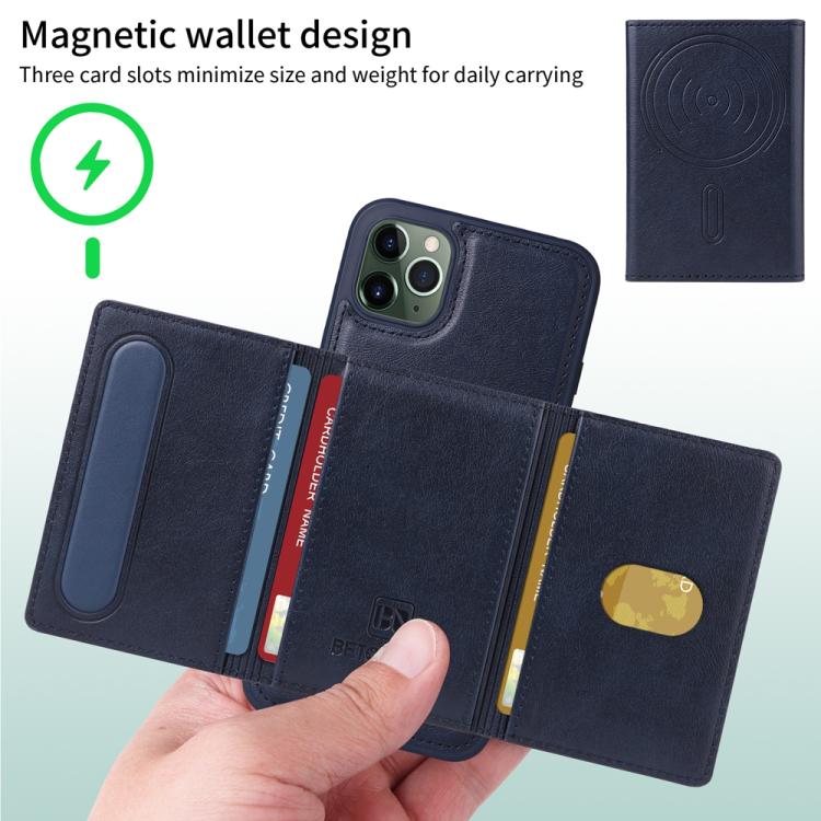 For iPhone 11 Pro Max BETOPNICE Horizontal Flip Detachable MagSafe Wallet Phone Case(Blue) - iPhone 11 Pro Max Cases by BETOPNICE | Online Shopping UK | buy2fix