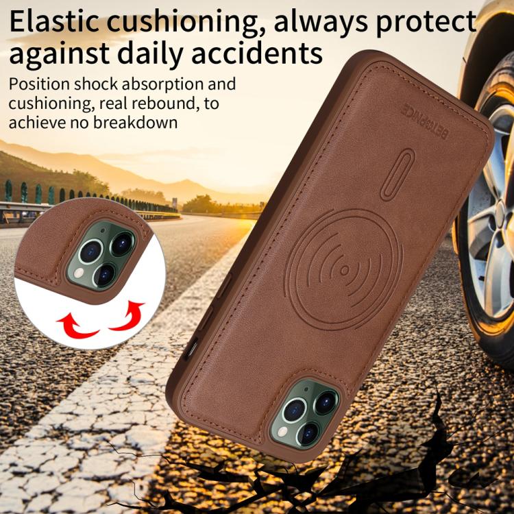 For iPhone 11 Pro Max BETOPNICE Horizontal Flip Detachable MagSafe Wallet Phone Case(Brown) - iPhone 11 Pro Max Cases by BETOPNICE | Online Shopping UK | buy2fix