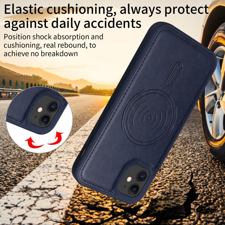 For iPhone 11 BETOPNICE Horizontal Flip Detachable MagSafe Wallet Phone Case(Blue) - iPhone 11 Cases by BETOPNICE | Online Shopping UK | buy2fix