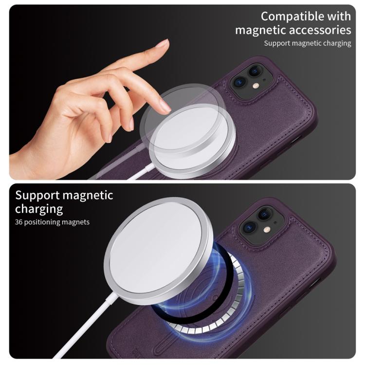 For iPhone 11 BETOPNICE Horizontal Flip Detachable MagSafe Wallet Phone Case(Purple) - iPhone 11 Cases by BETOPNICE | Online Shopping UK | buy2fix