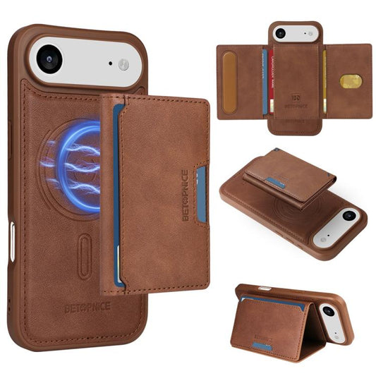 For iPhone Air BETOPNICE Horizontal Flip Detachable MagSafe Wallet Phone Case(Brown) - iPhone Air Cases by BETOPNICE | Online Shopping UK | buy2fix