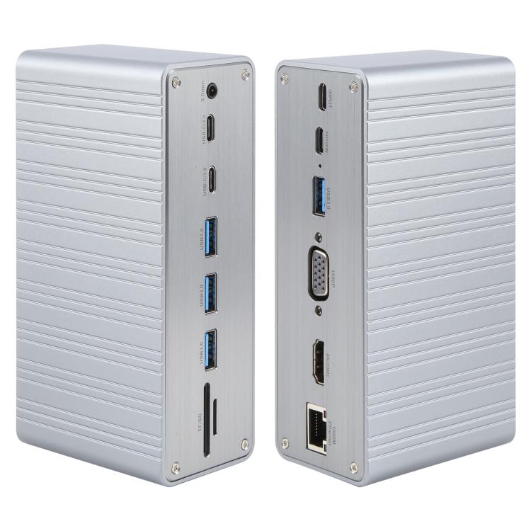 BYL2428 13 in 1 USB-C / Type-C HUB Adapter Docking Station Support 4K PD100W(Grey) - USB HUB by buy2fix | Online Shopping UK | buy2fix