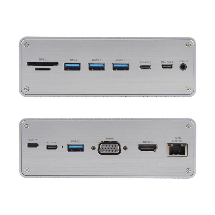 BYL2428 13 in 1 USB-C / Type-C HUB Adapter Docking Station Support 4K PD100W(Grey) - USB HUB by buy2fix | Online Shopping UK | buy2fix