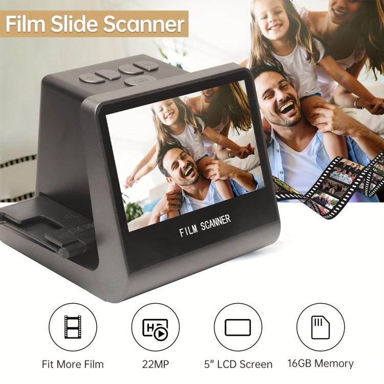 Tonivent TON170 22 Mega Pixels 5 inch HD Screen Film Scanner, Plug:UK Plug(Black) - Portable Scanner by buy2fix | Online Shopping UK | buy2fix