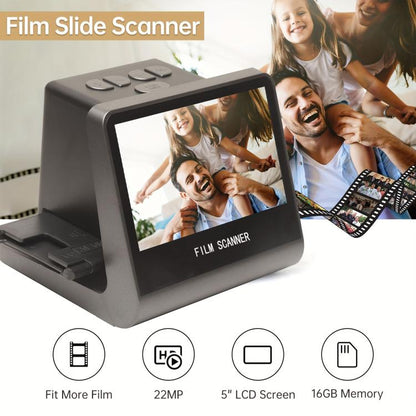 Tonivent TON170 22 Mega Pixels 5 inch HD Screen Film Scanner, Plug:UK Plug(Black) - Portable Scanner by buy2fix | Online Shopping UK | buy2fix