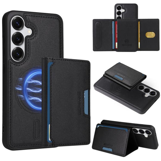 For Samsung Galaxy S25 5G BETOPNICE Horizontal Flip Detachable MagSafe Wallet Phone Case(Black)