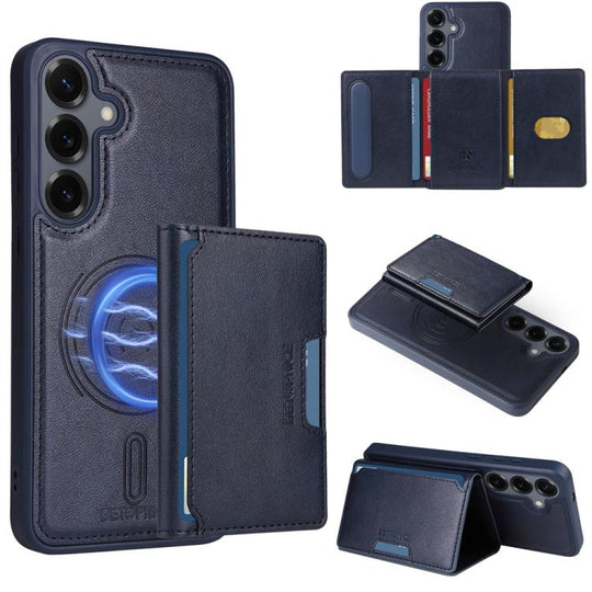 For Samsung Galaxy S25+ 5G BETOPNICE Horizontal Flip Detachable MagSafe Wallet Phone Case(Blue)
