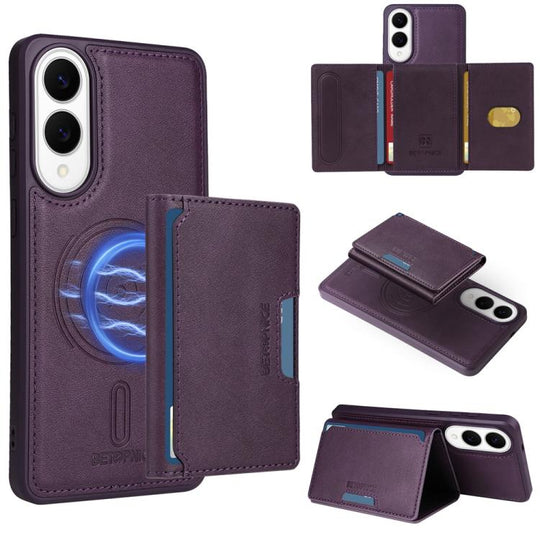 For Samsung Galaxy S25 Edge 5G BETOPNICE Horizontal Flip Detachable MagSafe Wallet Phone Case(Purple)