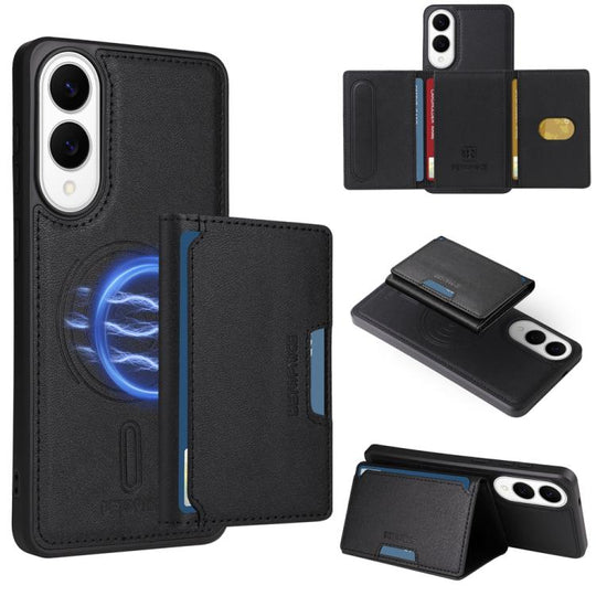 For Samsung Galaxy S25 Edge 5G BETOPNICE Horizontal Flip Detachable MagSafe Wallet Phone Case(Black)