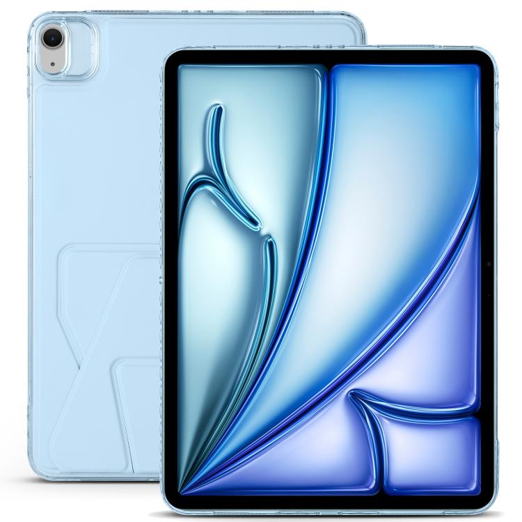 For iPad Air 13 2024 / 2025 Folding Magnetic Holder Acrylic Leather Back Tablet Case(Sky Blue) - iPad Air 13 2025 / 2024 Cases by buy2fix | Online Shopping UK | buy2fix