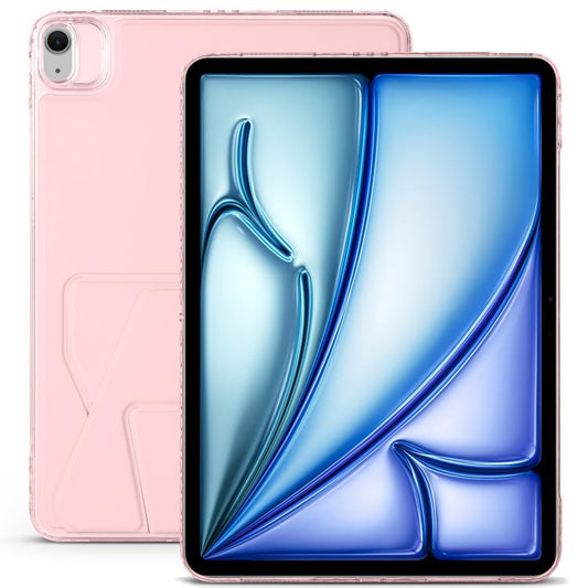 For iPad Air 13 2024 / 2025 Folding Magnetic Holder Acrylic Leather Back Tablet Case(Pink) - iPad Air 13 2025 / 2024 Cases by buy2fix | Online Shopping UK | buy2fix