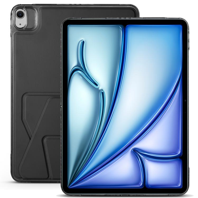 For iPad Air 13 2024 / 2025 Folding Magnetic Holder Acrylic Leather Back Tablet Case(Black) - iPad Air 13 2025 / 2024 Cases by buy2fix | Online Shopping UK | buy2fix