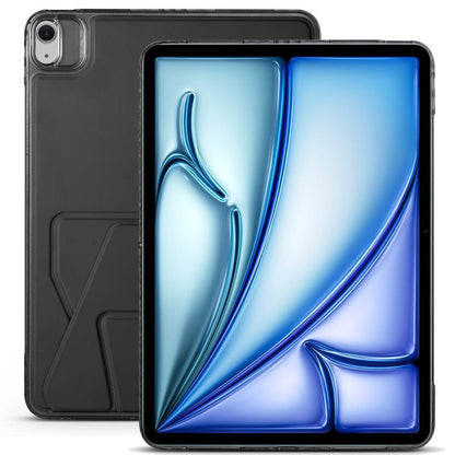 For iPad Air 13 2024 / 2025 Folding Magnetic Holder Acrylic Leather Back Tablet Case(Black) - iPad Air 13 2025 / 2024 Cases by buy2fix | Online Shopping UK | buy2fix