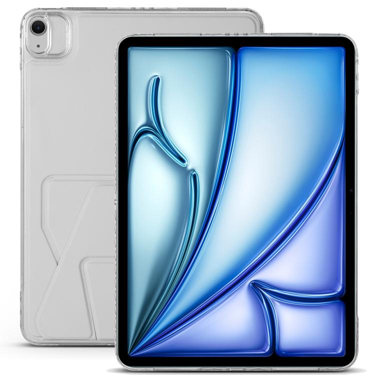 For iPad Air 13 2024 / 2025 Folding Magnetic Holder Acrylic Leather Back Tablet Case(Grey) - iPad Air 13 2025 / 2024 Cases by buy2fix | Online Shopping UK | buy2fix