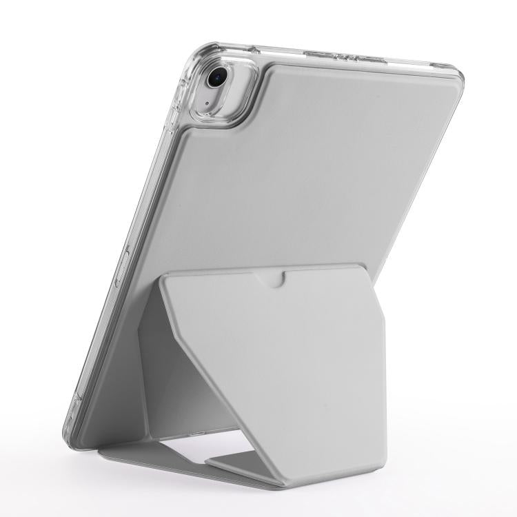 For iPad Air 13 2024 / 2025 Folding Magnetic Holder Acrylic Leather Back Tablet Case(Grey) - iPad Air 13 2025 / 2024 Cases by buy2fix | Online Shopping UK | buy2fix