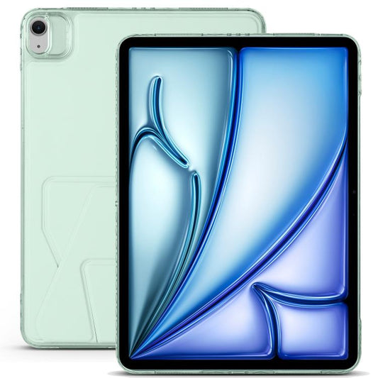 For iPad Air 13 2024 / 2025 Folding Magnetic Holder Acrylic Leather Back Tablet Case(Light Green) - iPad Air 13 2025 / 2024 Cases by buy2fix | Online Shopping UK | buy2fix