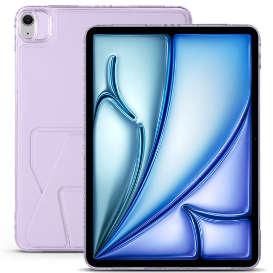 For iPad Air 13 2024 / 2025 Folding Magnetic Holder Acrylic Leather Back Tablet Case(Purple) - iPad Air 13 2025 / 2024 Cases by buy2fix | Online Shopping UK | buy2fix