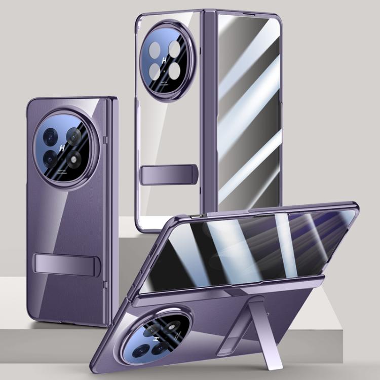 For OPPO Find N5 Integrated Privacy Transparent Electroplating Axis Hinge Fold Holder Phone Case(Purple) - Find N5 Cases by buy2fix | Online Shopping UK | buy2fix