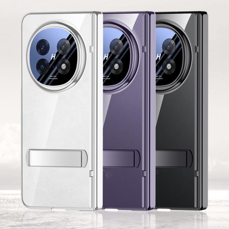 For OPPO Find N5 Integrated Privacy Transparent Electroplating Axis Hinge Fold Holder Phone Case(Purple) - Find N5 Cases by buy2fix | Online Shopping UK | buy2fix