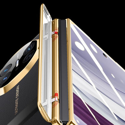 For Huawei Mate X5 Integrated Privacy Electroplating Leather Texture Hinge Fold Holder Phone Case(Purple) - Huawei Cases by buy2fix | Online Shopping UK | buy2fix