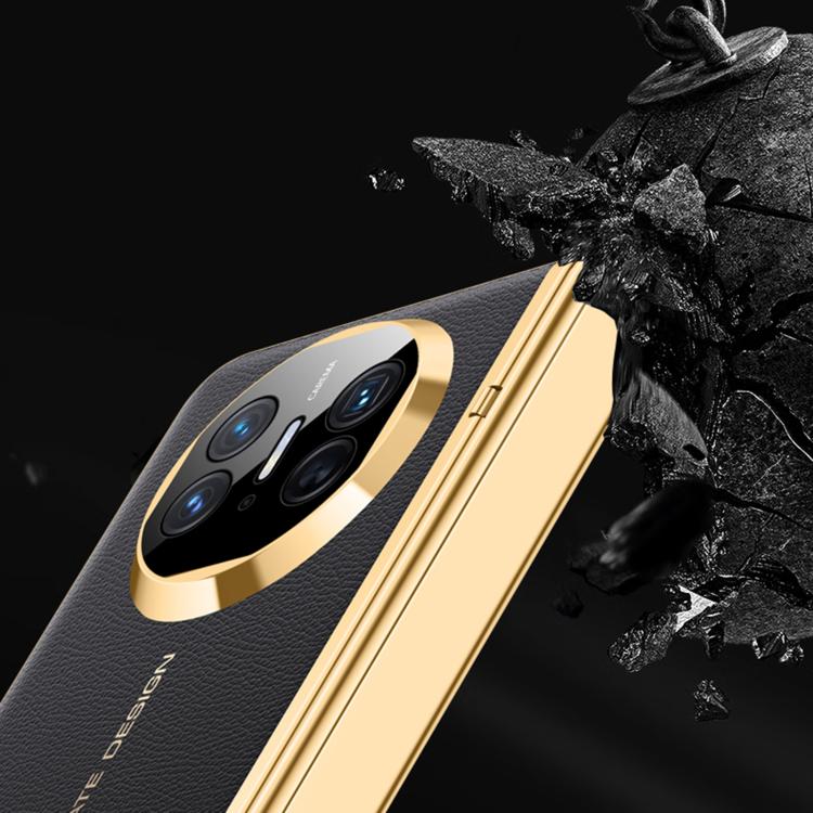 For Huawei Mate X5 Integrated Privacy Electroplating Leather Texture Hinge Fold Holder Phone Case(Purple) - Huawei Cases by buy2fix | Online Shopping UK | buy2fix