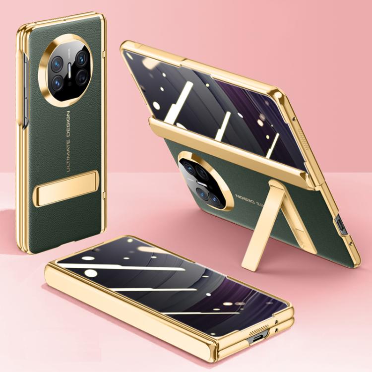 For Huawei Mate X5 Integrated Privacy Electroplating Leather Texture Hinge Fold Holder Phone Case(Green) - Huawei Cases by buy2fix | Online Shopping UK | buy2fix