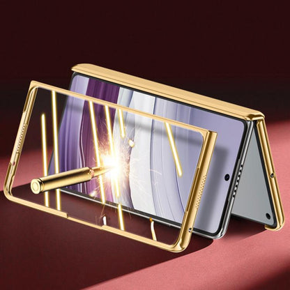 For Huawei Mate X5 Integrated Privacy Electroplating Leather Texture Hinge Fold Holder Phone Case(Green) - Huawei Cases by buy2fix | Online Shopping UK | buy2fix