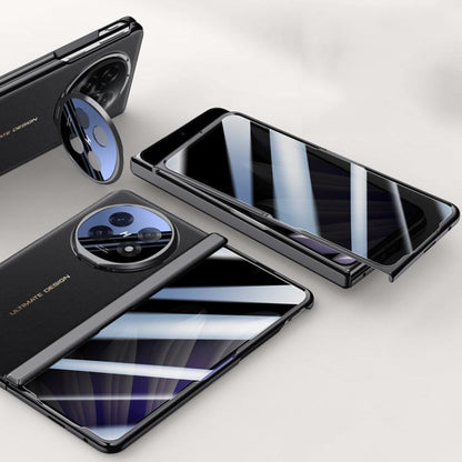 For OPPO Find N5 Integrated Privacy Electroplating Leather Hinge Lens Holder Phone Case(Black) - Find N5 Cases by buy2fix | Online Shopping UK | buy2fix