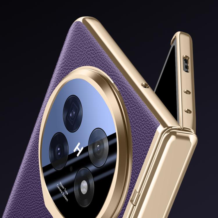 For OPPO Find N5 Integrated Privacy Electroplating Leather Hinge Lens Holder Phone Case(Black) - Find N5 Cases by buy2fix | Online Shopping UK | buy2fix